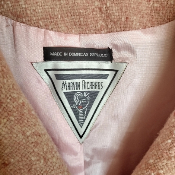 Marvin Richards pink peacoat button down wool blend coat sz 12 - Picture 6 of 12